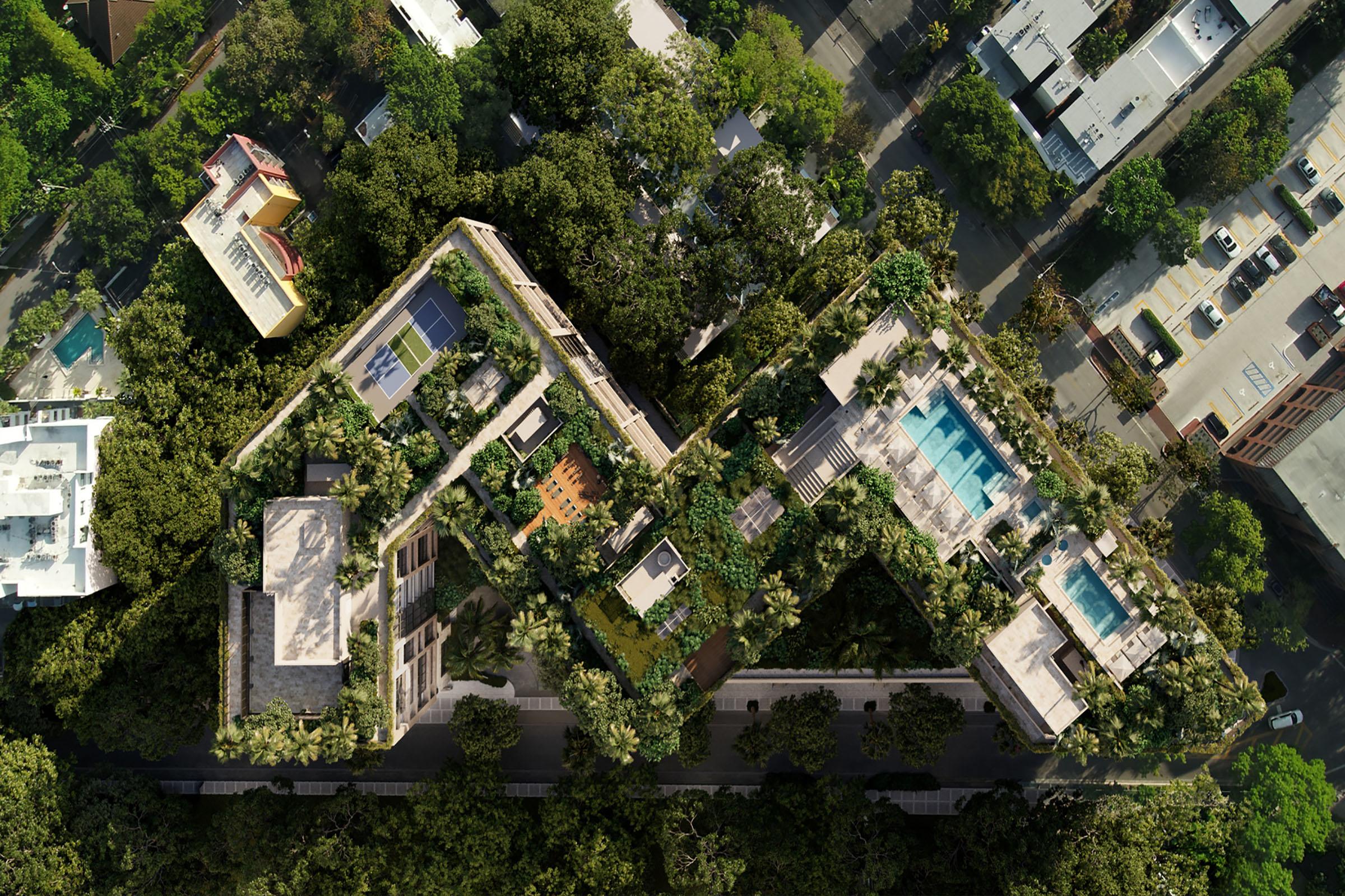 Rendering of THE WELL Coconut Grove Aerial View of Rooftop